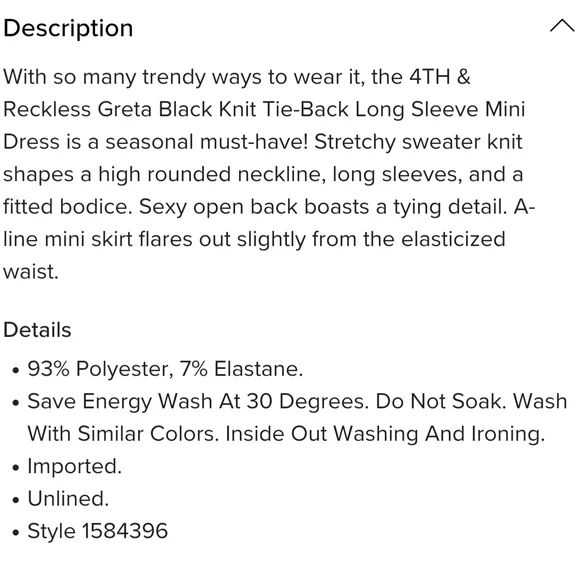 NWOT Lulus Black Sweater Dress with Cutout In the Back - Size XS - Picture 4 of 4